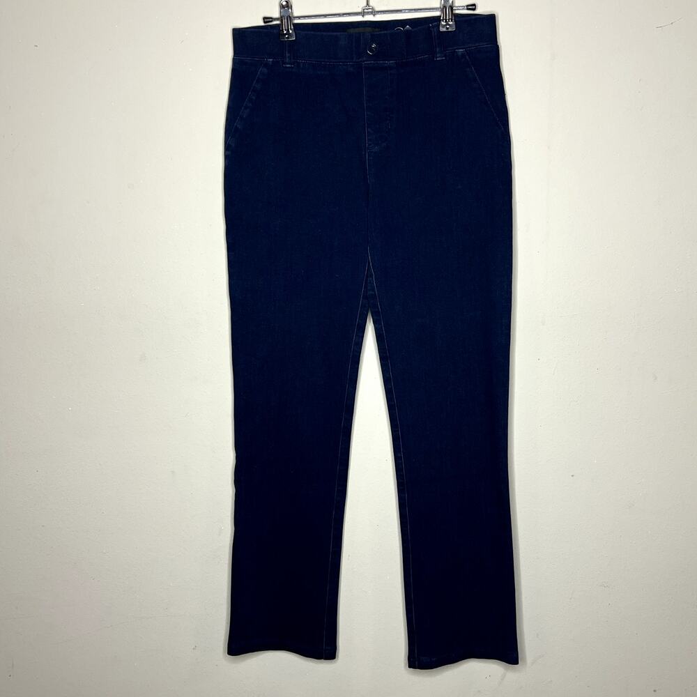 Betabrand Dress Pant Yoga Pants Women S Petite Blue Indigo Straight Leg Pull‎ On